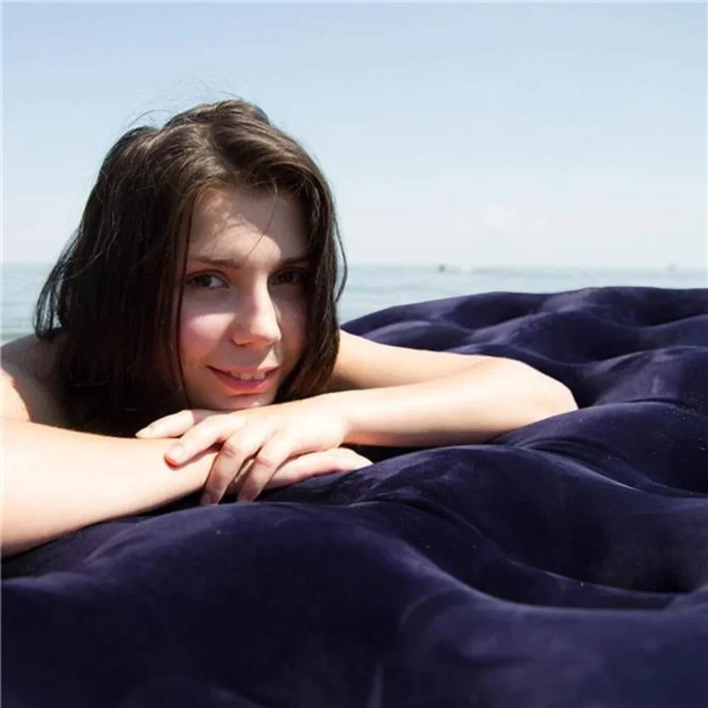 Twin Size Air Mattress for Inflatable - Portable Blue Blow Up Mattresses